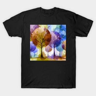 Colorful Purple Blue Brown Abstract Trees T-Shirt